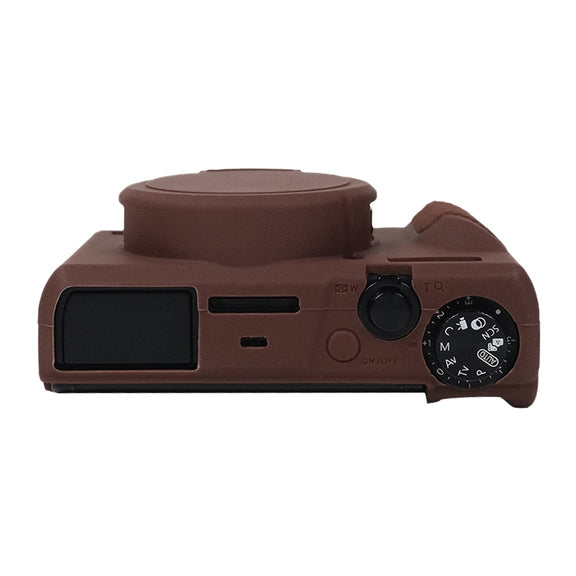 For Canon PowerShot G7 X Mark III / G7X3 Soft Silicone Protective Case with Lens Cover(Coffee)
