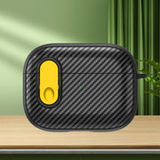 For AirPods Pro Carbon Fiber Texture Wireless Earphones Case with Security Lock(Yellow)