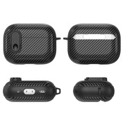 For AirPods 2 / 1 Carbon Fiber Texture Wireless Earphones Case with Security Lock(White)