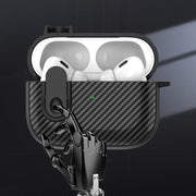 For AirPods Pro Carbon Fiber Texture Wireless Earphones Case with Security Lock(Yellow)