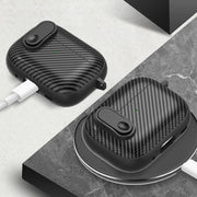 For AirPods Pro Carbon Fiber Texture Wireless Earphones Case with Security Lock(Blue)