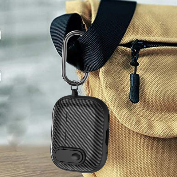 For AirPods 2 / 1 Carbon Fiber Texture Wireless Earphones Case with Security Lock(White)