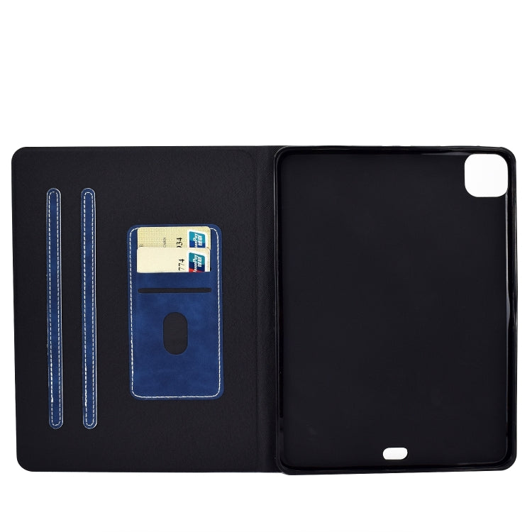For iPad Air 2022 10.9 Cowhide Texture Leather Smart Tablet Case(Blue)