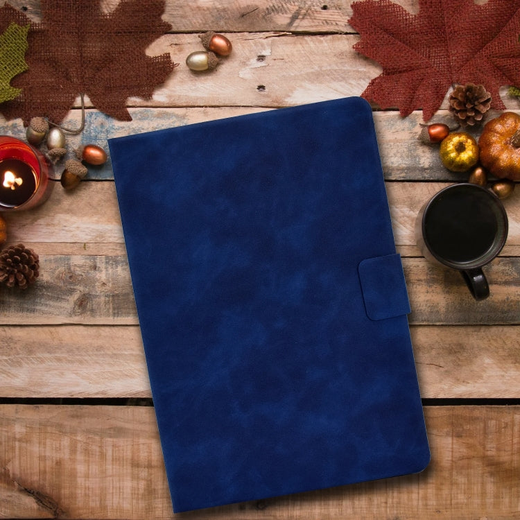 For iPad Air 2022 10.9 Cowhide Texture Leather Smart Tablet Case(Blue)