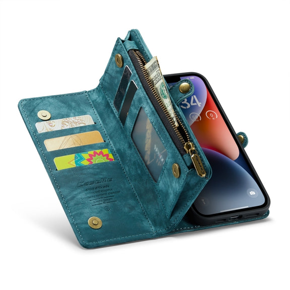For iPhone 15 CaseMe 008 Detachable Multifunctional Leather Phone Case(Blue)
