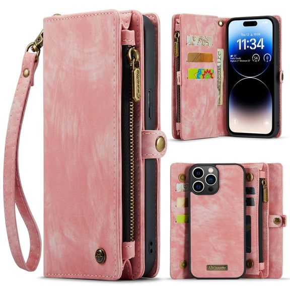 For iPhone 15 Pro CaseMe 008 Detachable Multifunctional Leather Phone Case(Pink)