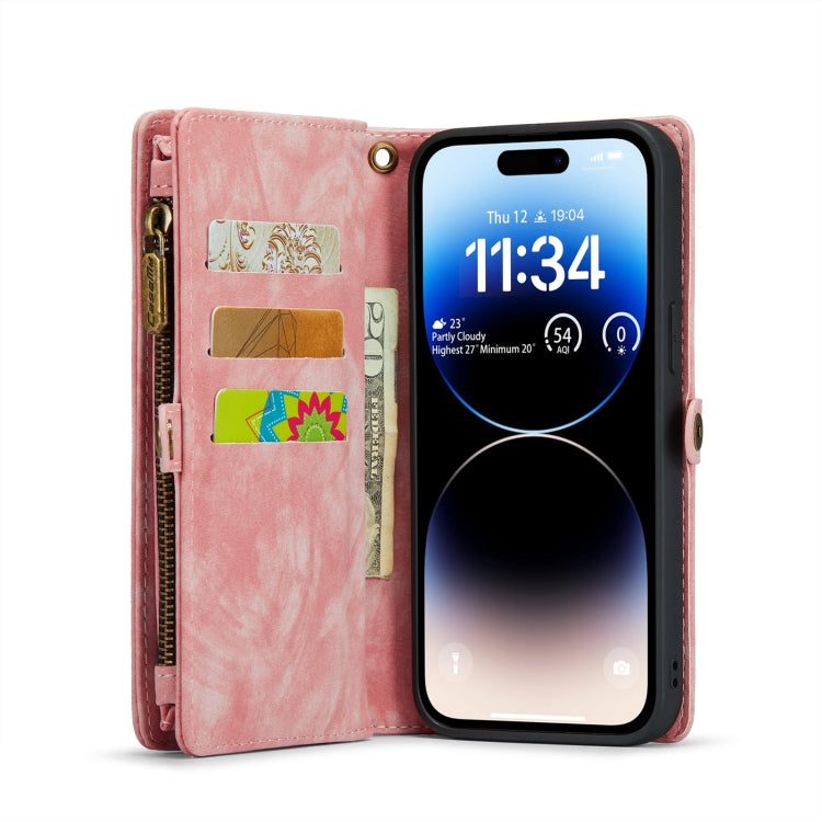 For iPhone 15 Pro Max CaseMe 008 Detachable Multifunctional Leather Phone Case(Pink)