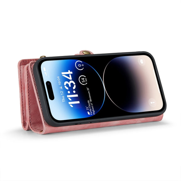 For iPhone 15 Pro Max CaseMe 008 Detachable Multifunctional Leather Phone Case(Pink)