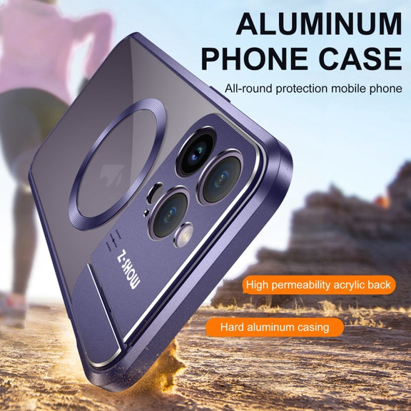 For iPhone 15 Pro Aromatherapy Holder Single-sided MagSafe Magnetic Phone Case(Purple)