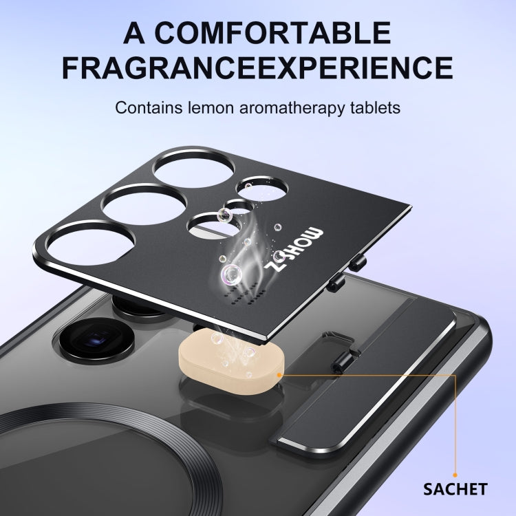 For Samsung Galaxy S22 Ultra 5G Aromatherapy Holder Single-sided MagSafe Magnetic Phone Case(Silver)