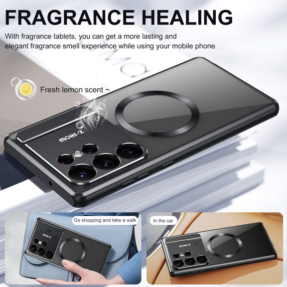 For Samsung Galaxy S22 Ultra 5G Aromatherapy Holder Single-sided MagSafe Magnetic Phone Case(Silver)