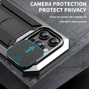 For iPhone 15 Pro R-JUST Sliding Camera IP54 Life Water-resistant Holder Phone Case(Silver)