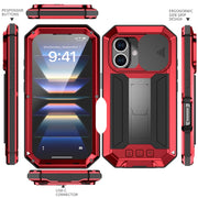 For iPhone 16 R-JUST Sliding Camera IP54 Life Water-resistant Holder Phone Case(Red)