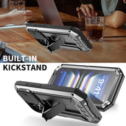For iPhone 16 Plus R-JUST Sliding Camera IP54 Life Water-resistant Holder Phone Case(Black)