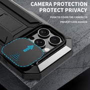 For iPhone 16 Pro R-JUST Sliding Camera IP54 Life Water-resistant Holder Phone Case(Black)