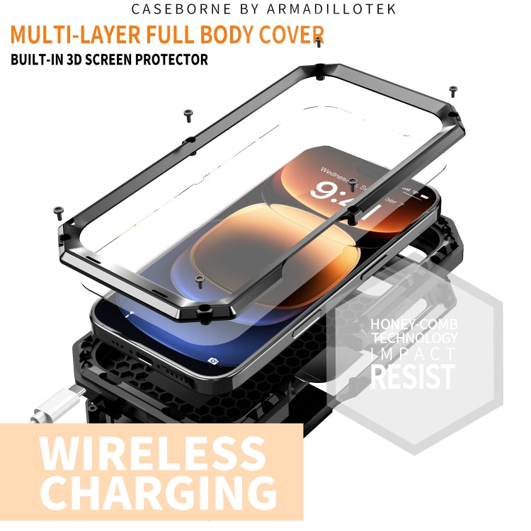 For iPhone 16 Pro Max R-JUST Sliding Camera IP54 Life Water-resistant Holder Phone Case(Black)