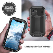 For iPhone 16e R-JUST Sliding Camera IP54 Life Water-resistant Holder Phone Case(Black)