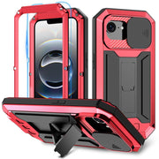For iPhone 16e R-JUST Sliding Camera IP54 Life Water-resistant Holder Phone Case(Red)