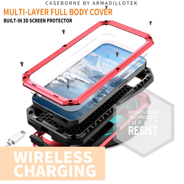 For iPhone 16e R-JUST Sliding Camera IP54 Life Water-resistant Holder Phone Case(Red)