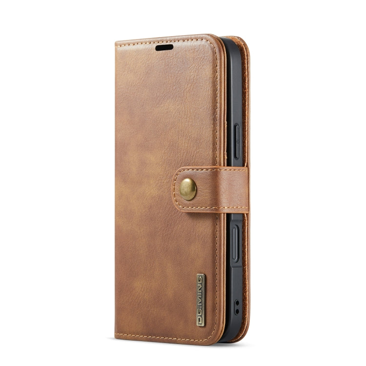 For iPhone 16 Plus DG.MING Crazy Horse Texture Detachable Magnetic Leather Phone Case(Brown)