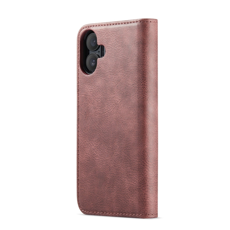 For iPhone 16 DG.MING Crazy Horse Texture Detachable Magnetic Leather Phone Case(Red)
