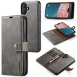 For iPhone 16 DG.MING Crazy Horse Texture Detachable Magnetic Leather Phone Case(Grey) - iPhone 16 Cases by DG.MING | Online Shopping South Africa | PMC TechLife | Buy Now Pay Later Mobicred