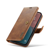 For iPhone 16 DG.MING Crazy Horse Texture Detachable Magnetic Leather Phone Case(Brown)