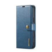 For iPhone 16 DG.MING Crazy Horse Texture Detachable Magnetic Leather Phone Case(Blue)