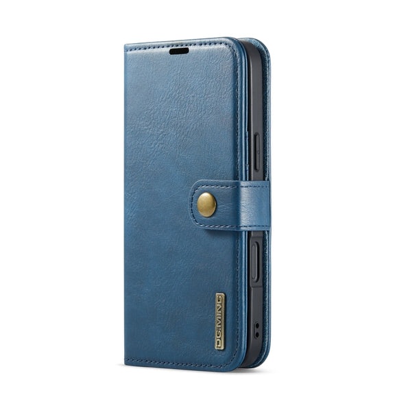 For iPhone 16 DG.MING Crazy Horse Texture Detachable Magnetic Leather Phone Case(Blue)