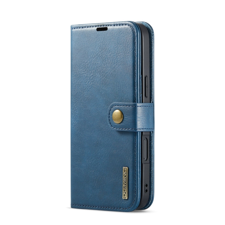 For iPhone 16 DG.MING Crazy Horse Texture Detachable Magnetic Leather Phone Case(Blue)
