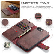 For iPhone 16e DG.MING Crazy Horse Texture Detachable Magnetic Leather Phone Case(Red)