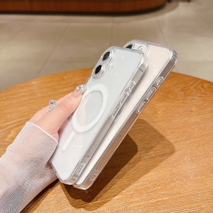 For iPhone 16 Fine Hole MagSafe Magnetic Clear Acrylic TPU Case(Transparent)
