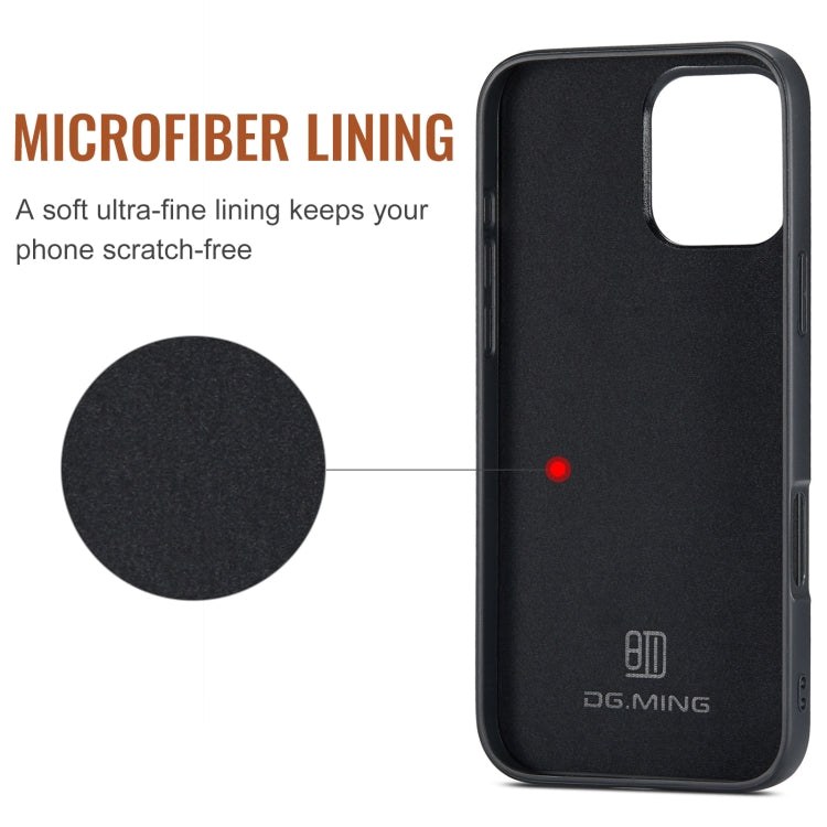 For iPhone 16 Pro Max DG.MING M1 Series 3-Fold Multi Card Wallet Leather Phone Case(Coffee)