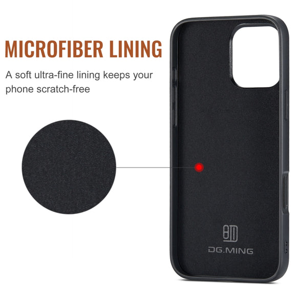 For iPhone 16 Pro Max DG.MING M1 Series 3-Fold Multi Card Wallet Leather Phone Case(Coffee)