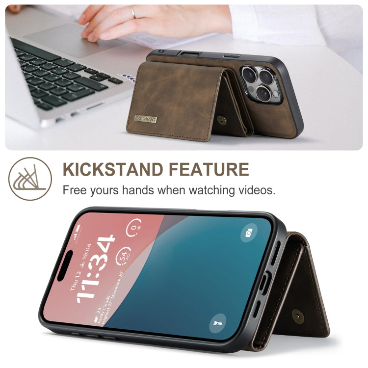 For iPhone 16 Pro Max DG.MING M1 Series 3-Fold Multi Card Wallet Leather Phone Case(Coffee)