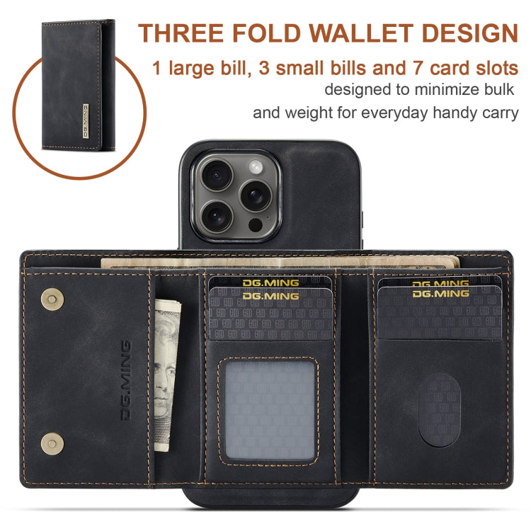 For iPhone 16 Pro DG.MING M1 Series 3-Fold Multi Card Wallet Leather Phone Case(Black)