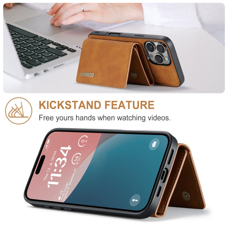 For iPhone 16 Pro DG.MING M1 Series 3-Fold Multi Card Wallet Leather Phone Case(Brown)