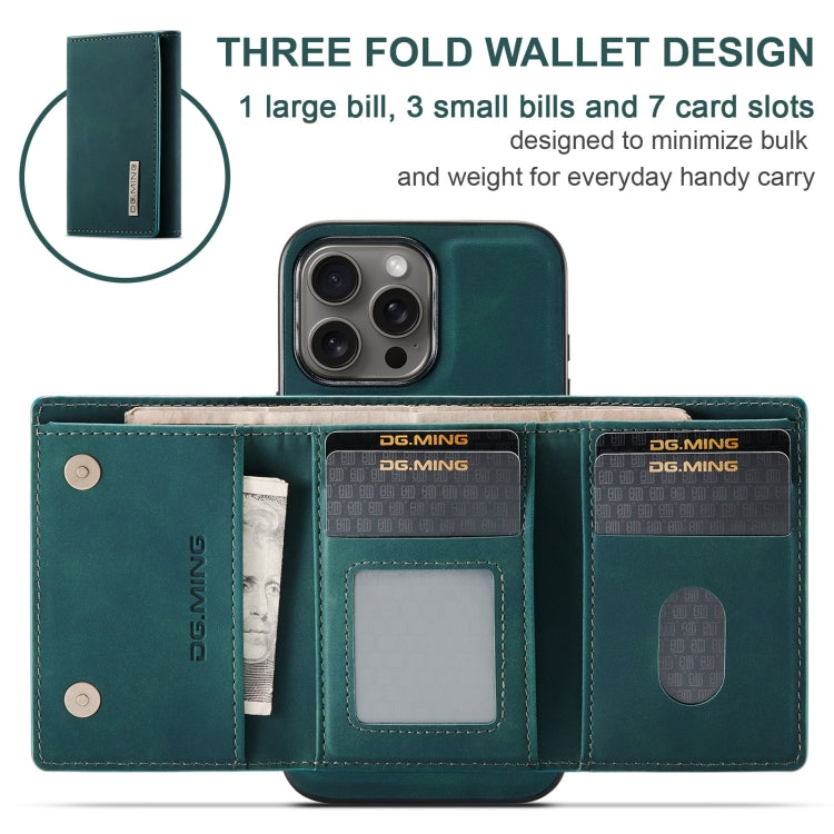 For iPhone 16 Pro DG.MING M1 Series 3-Fold Multi Card Wallet Leather Phone Case(Green)