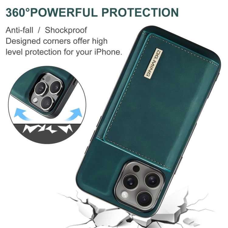 For iPhone 16 Pro DG.MING M1 Series 3-Fold Multi Card Wallet Leather Phone Case(Green)