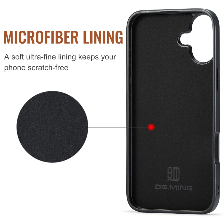 For iPhone 16 Plus DG.MING M1 Series 3-Fold Multi Card Wallet Leather Phone Case(Coffee)