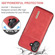 For iPhone 16 Plus DG.MING M1 Series 3-Fold Multi Card Wallet Leather Phone Case(Red)