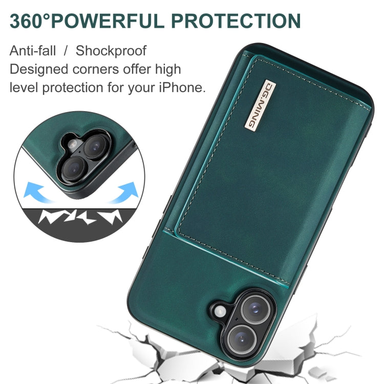 For iPhone 16 Plus DG.MING M1 Series 3-Fold Multi Card Wallet Leather Phone Case(Green)