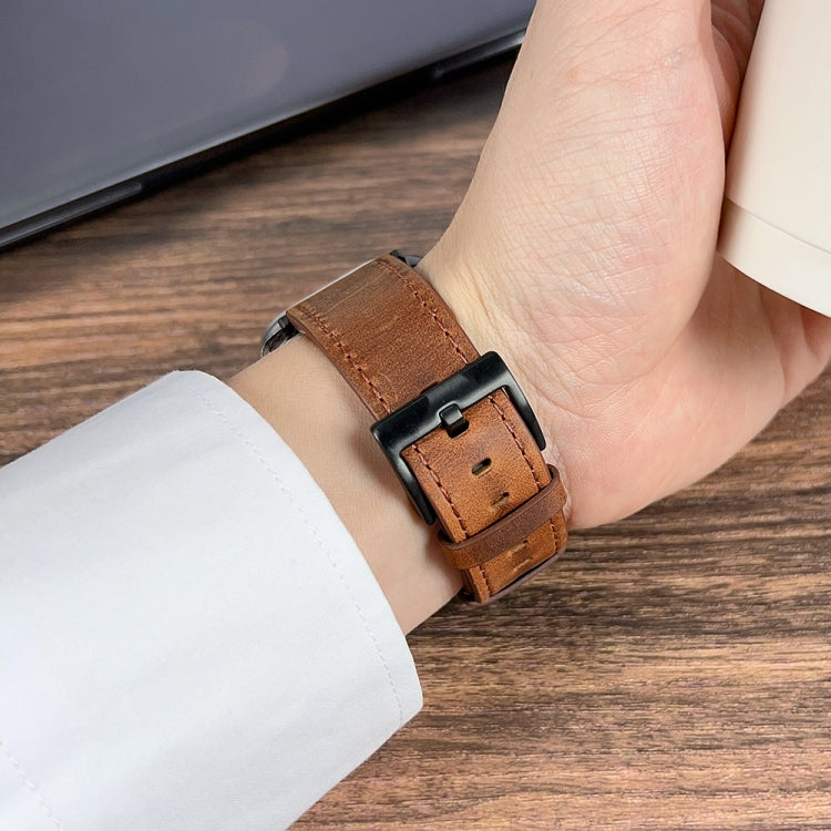 For Apple Watch Ultra 2 49mm Retro Texture Leather Watch Band(Blue)