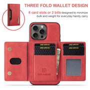 For iPhone 16 Pro DG.MING M2 Series 3-Fold Card Bag Wallet Leather Phone Case(Red)