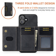 For iPhone 16 Plus DG.MING M2 Series 3-Fold Card Bag Wallet Leather Phone Case(Black)