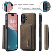 For iPhone 16 Plus DG.MING M2 Series 3-Fold Card Bag Wallet Leather Phone Case(Coffee)
