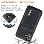 For iPhone 16 DG.MING M2 Series 3-Fold Card Bag Wallet Leather Phone Case(Black)