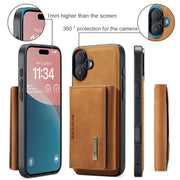 For iPhone 16 DG.MING M2 Series 3-Fold Card Bag Wallet Leather Phone Case(Brown)