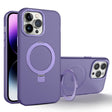 For iPhone 13 Pro Max MagSafe Metal Holder Frosted Translucent Phone Case(Dark Purple) - iPhone 13 Pro Max Cases by PMC TechLife | Online Shopping South Africa | PMC TechLife