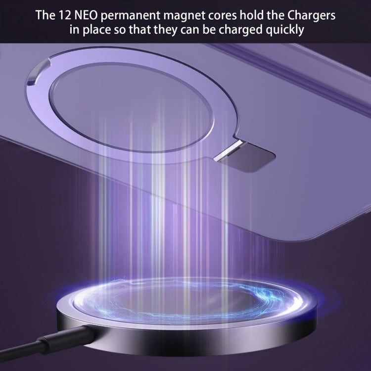 For iPhone 15 MagSafe Metal Holder Frosted Translucent Phone Case(Pink)